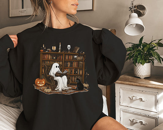 Ghost Reading A Book Halloween Swearshirt